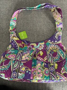 Quilted Floral Accent Bag in Purple